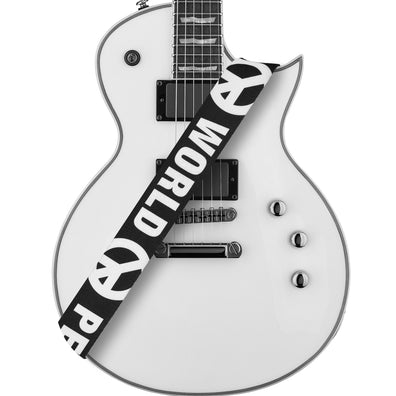 AMUMU World Peace Guitar Strap White Polyester Cotton -PC09P-WT